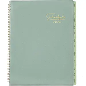 2026 Planner - Business Planner 2026, 3-Tier Schedule Planner Notepad, JAN 2026 - DEC 2026, 2026 Appointment Book, Daily Planners, 8.74" x 11.38", 60 Minutes Intervals + Monthly Tabs + Leather Cover + Pocket - Pea Green