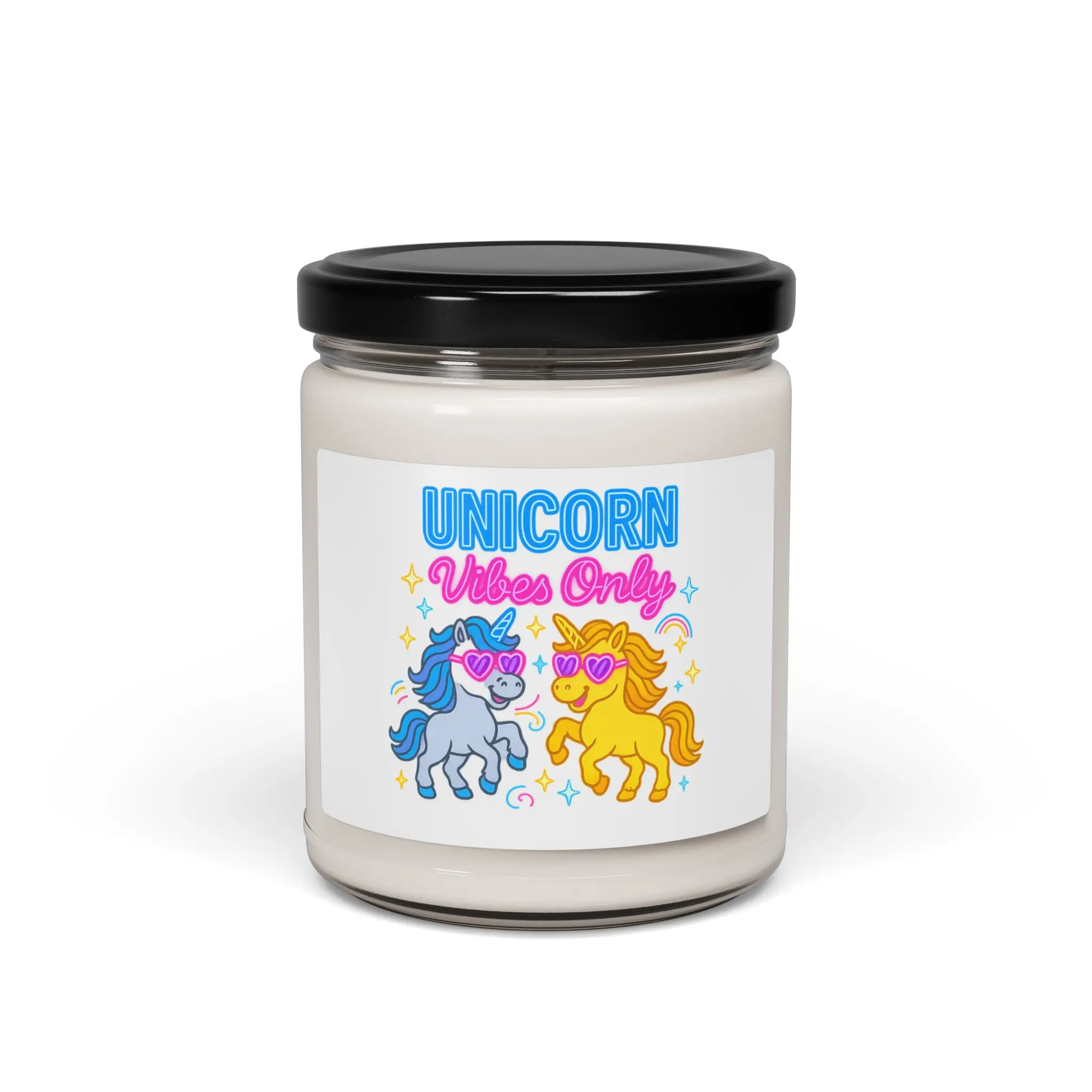 Unicorn Vibes Only Scented Soy Candle - 9oz Candle for Fun & Whimsy Decor Glass