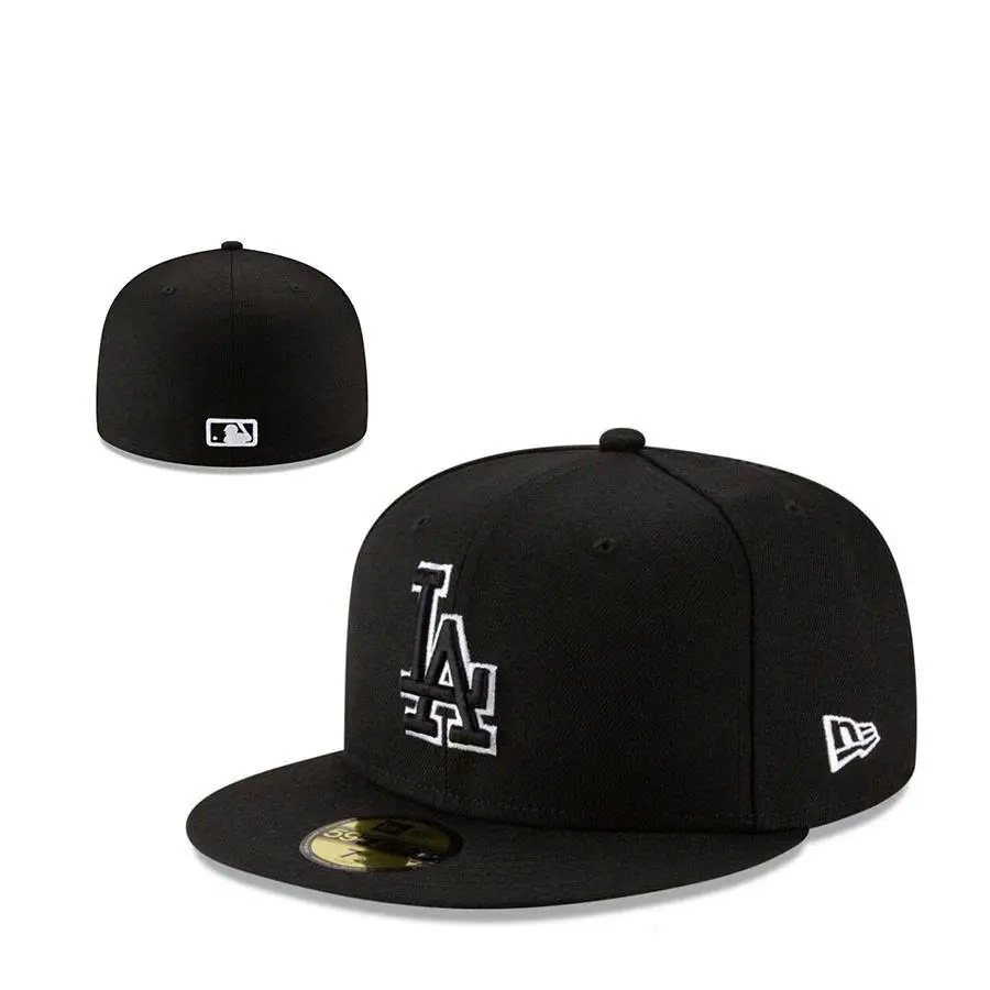 Los Angeles Baseball Team 59FIFTY Fitted Hat, Outline Flat Brim Cap for Men and Women