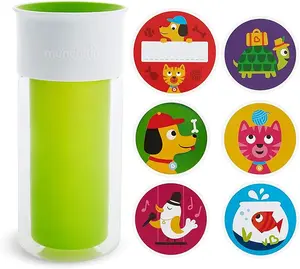 Munchkin Miracle 360 Insulated Sippy Cup, Includes Stickers to Customize Cup, 9 Ounce, Green