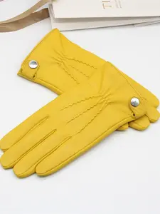 Men's Genuine Leather Gloves, Business Style Fleece Lined Warm Gloves, Autumn Winter Gloves, Stylish and Insulated Handwear