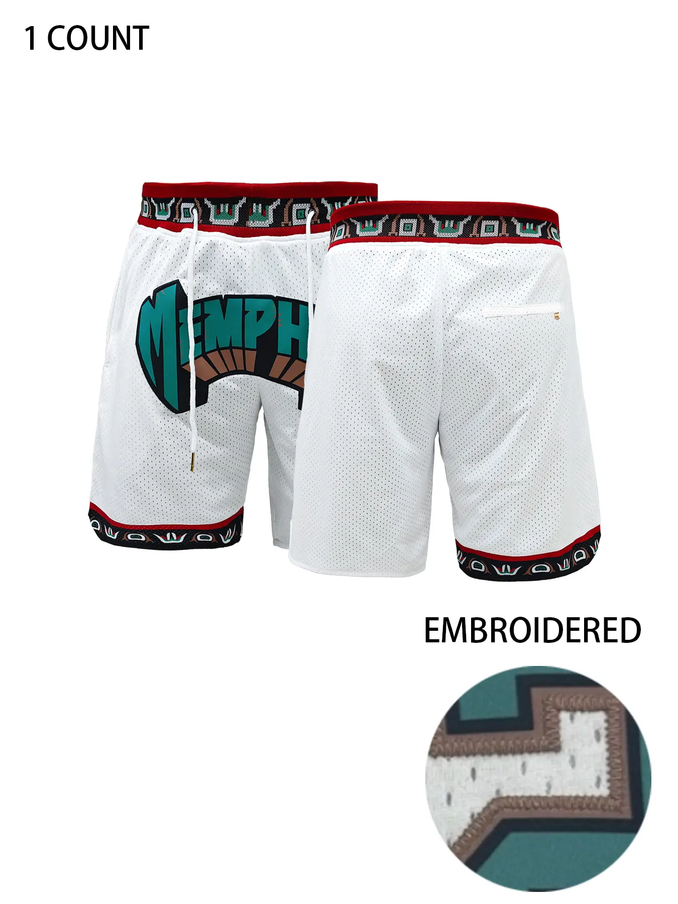Men's Letter & Number Memphis Embroidered Drawstring Waist Basketball Shorts, Casual Quick Drying Breathable Shorts,Summer Outfits, Back To School Clothes,Summer Bottoms for Outdoor Daily Wear, Athletic Wear, Athletic Mesh Shorts, Summer Sports Shorts