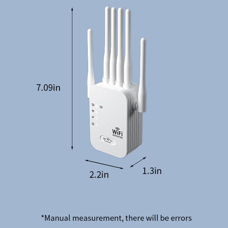 6-Antenna WiFi Extender 2025, 1200Mbps Dual Band Booster, Covers 12,000 sq. ft & 100 Devices, Repeater with Ethernet Port for Home, Office Use