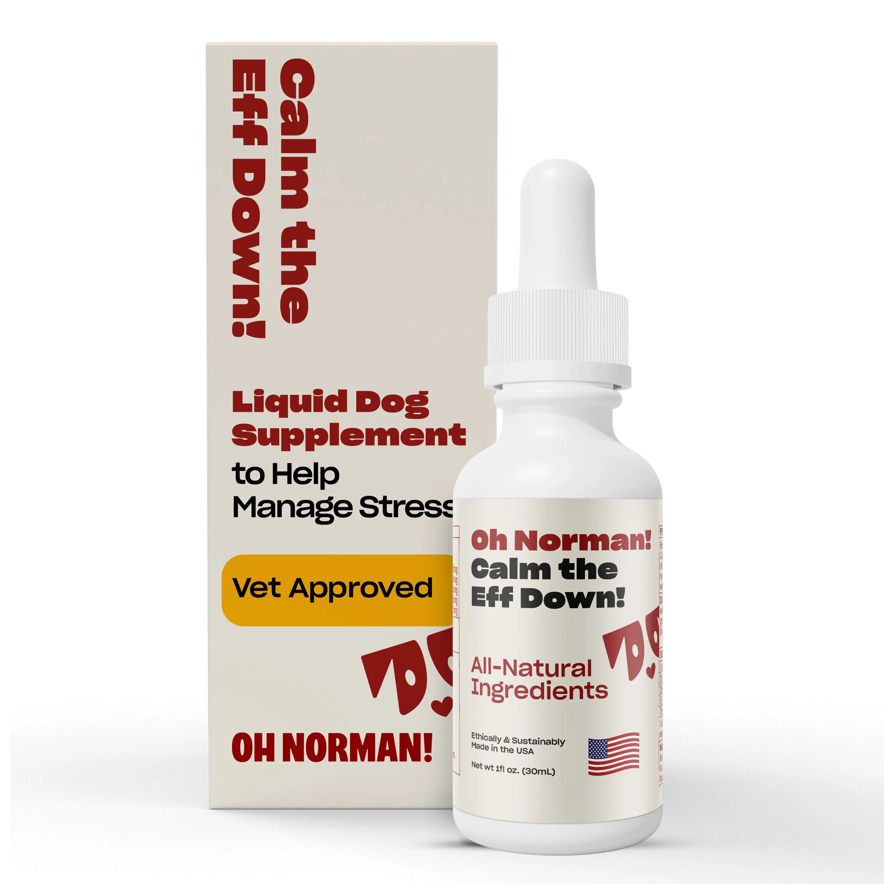 Calm the Eff Down! Liquid Dog Supplement to Help Manage Stress - All-Natural Stress Relief Supplement for Dogs, Vet Nutritionist Approved, for All Life Stages and Breeds,1 Fl Oz