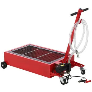 GARVEE 20 Gallon Electric Oil Drain Pan with 12V Pump and Low Profile Design, Featuring T-Folding Handle and 8FT Hose for Convenient Car, SUV, and Truck Oil Changes with Easy Mobility Wheels.