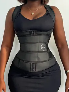 Sculpt Touch Triple Belt Rubber Vest Sport Girdle Waist Trainer Adjustable Button Women's Gym Workout Bottom Thick Steel Buckle