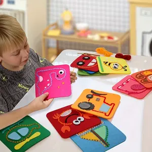 Kids Felt Sewing Craft Kit – 3mm Thick Felt DIY Sewing Set, Cartoon Handcraft Activity for Fine Motor Skills, Preschool Learning & Educational Toy, Easter, Mothers Day, Fathers Day & Back to School Gift (Random Style)