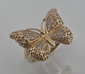 ANILLO 10K Size 8 MARIPOSA Y PIEDRAS