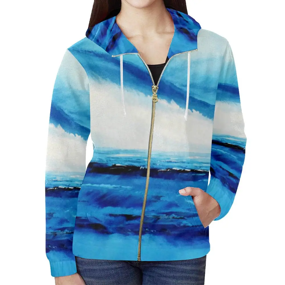 Spellbound Blue Women's Zip Up Hoodie Jacket | JSFA