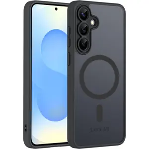 Magnetic for Samsung Galaxy S25 FE Case, Compatible with MagSafe, Military Grade Dropproof Translucent Matte Back Soft Edge Camera Protector Slim Phone Case for Samsung S25 FE 5G,Black