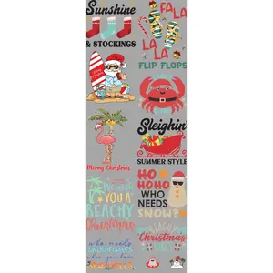 Beachy Christmas DTF Transfers Gang Sheet 22" x 60" Direct To Film DIY Gang Sheet