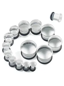 5 -20mm Solid Acrylic Clear Gauges Stretching Kit Plugs for Ears Gauges Plastic Single Flare Tunnels Stretching Kit Ear Expander Piercing Jewelry Women Men