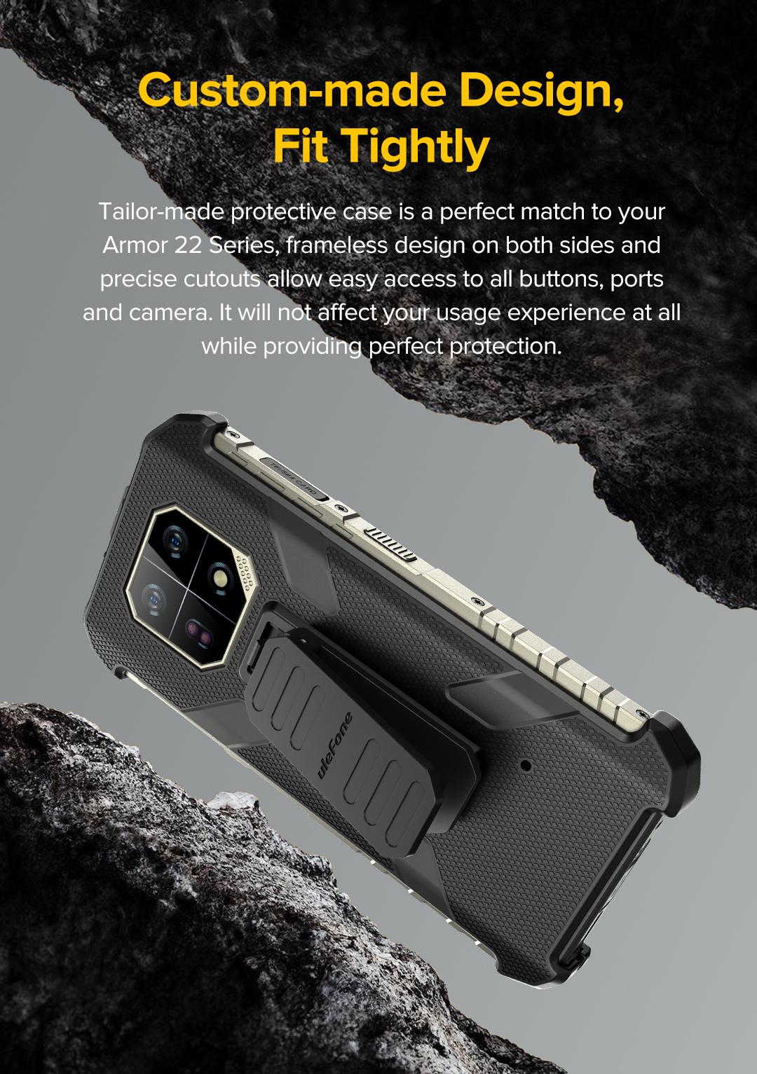 Ulefone Armor 22 Series Multifunctional Protective Case Original Black Case Armor 22 with Back Clip Carabiner