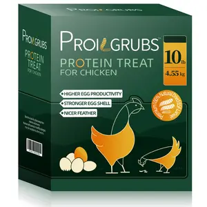 PROILGRUBS 10 LBS Non-GMO Dried Worms for Chickens High Protein Treats 4.55 kg All-Natural Black Soldier Fly Larvae for Higher Egg Productivity & Stronger Egg Shells Enhance Sustainable Organic Snack Nicer Feather