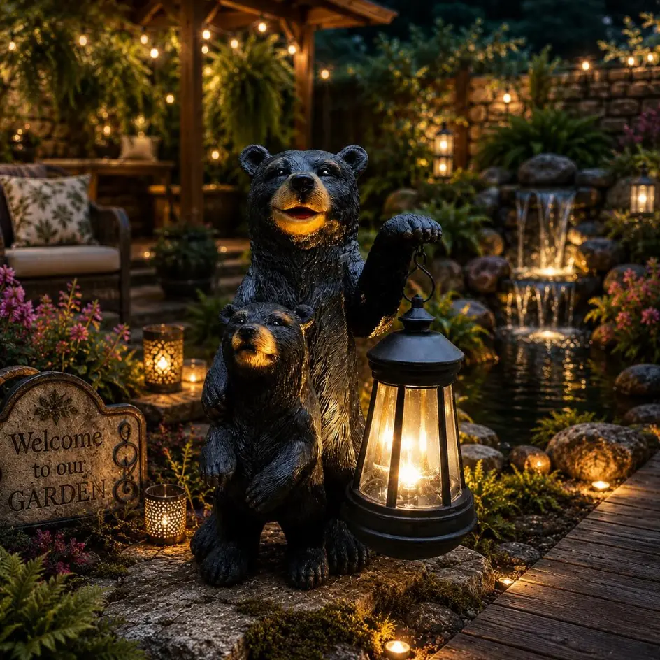 Outdoor Solar LED Lighted Animal Ornament - Weather-Resistant Woodland Rustic Garden Decor for Patio Walkway, Housewarming Gift for Nature Lovers (Home Improvement Garden Supplies)
