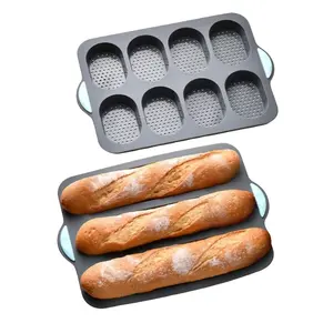 Silicone Bread Mold Non-Stick Durable Burger Toast Tray High Temperature Resistant Easy to Clean Multi-Hole Breathable Anti-Slip Handle Kitchen Essential Silicone Loaf Molds