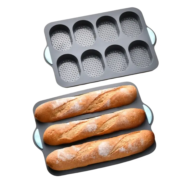 Silicone Bread Mold Non-Stick Durable Burger Toast Tray High Temperature Resistant Easy to Clean Multi-Hole Breathable Anti-Slip Handle Kitchen Essential Silicone Baking Mold Silicone Loaf Molds