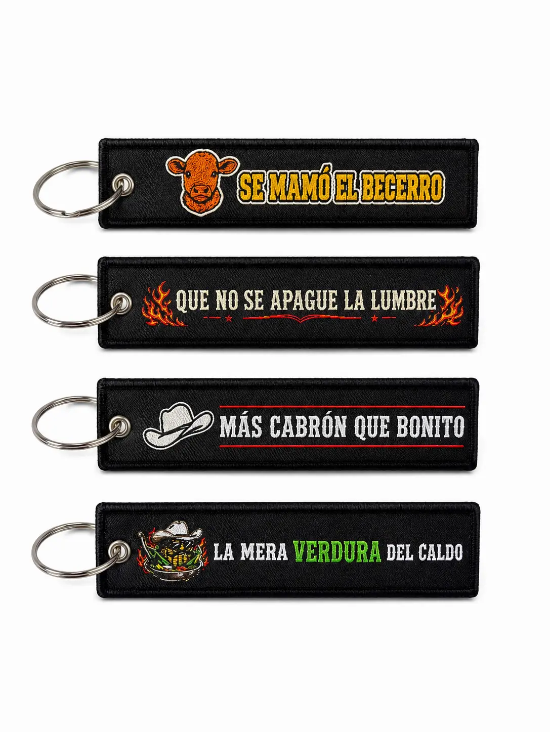 Norteño Embroidered Keychain Tag Western Ranch Style Key Ring