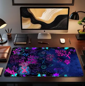 Jinx Arcane Mouse Pad Large Desk Mat Neon Graffiti Jinx Mousepad Gaming Desk Mat Arcane Desk Mat Gift for Gamers