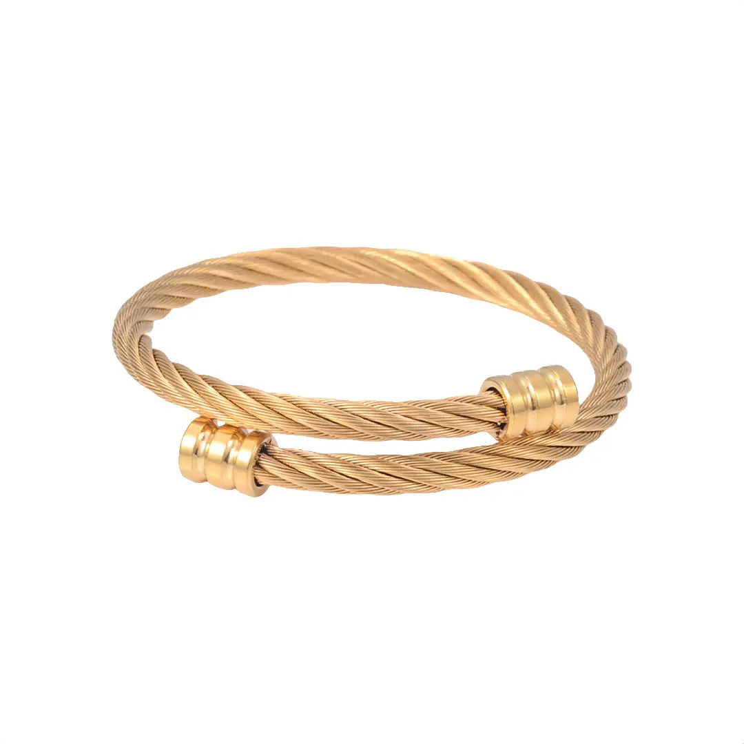 Stainless Steel Twisted Cable Wire Bangle for Men Cuff Bracelet Open Flex Bangle Industrial Mechanical Thread Screws Minimalist Hip Hop Punk Biker Jewelry Gift, Decorative Mechanical Bracelets & Bangles, 0.84 Oz
