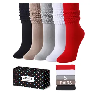 Zmart Five Pairs Novelty Slouch Socks for Women Girls, Slouchy Scrunch Gifts Women 80s 90s Cotton Long High Tube Boot Socks  SwimWeek  summervibes