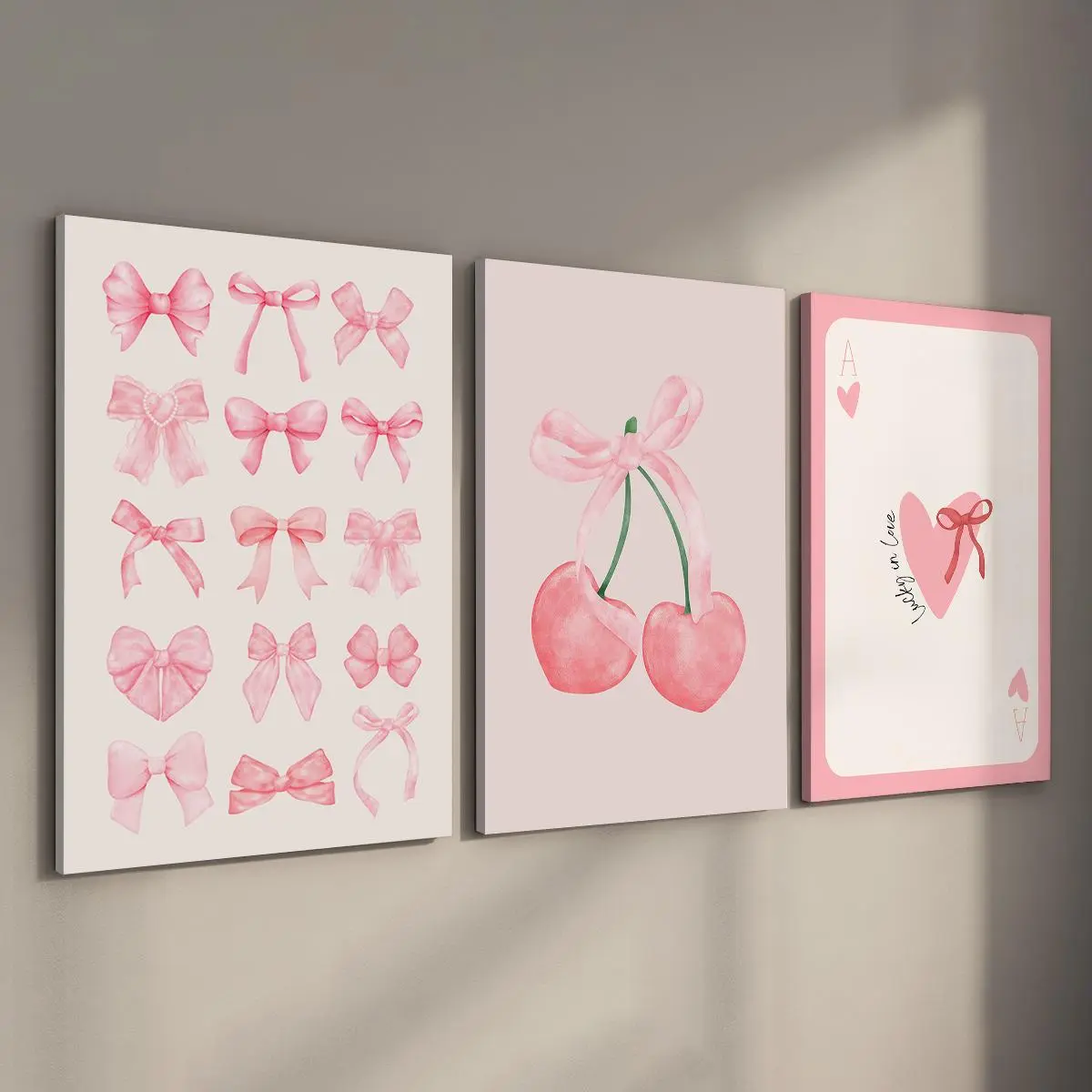 Bowknot Pattern Canvas Painting, 3 Counts/set Modern Wall Art Painting, Wall Art Decor for Home Living Room Bedroom Office, Ornaments, Decoration Items