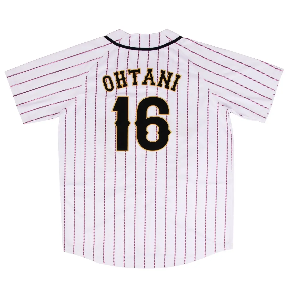 Shohei Ohtani 16 Japan Samurai Black Pinstriped Baseball Stitch