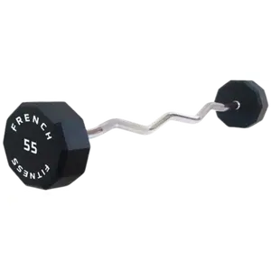 French Fitness EZ Curl Urethane Barbell 55 lbs - Single (New)