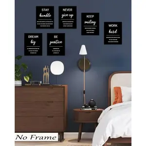6pcs Inspirational Wall Decor Quotes Set, Stay Humble Never Give Up, Minimalist Design, Perfect for Bedroom Office