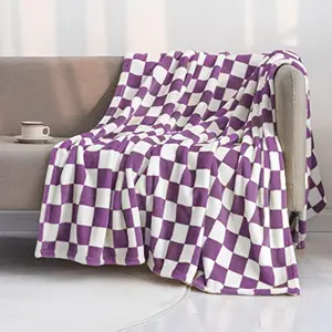 Eyesoul Checkered Blanket Flannel Throw Blankets Soft Cozy Checkered Grid Print Chessboard Gingham Pattern Throws for Bed Sofa Couch for All Seasons