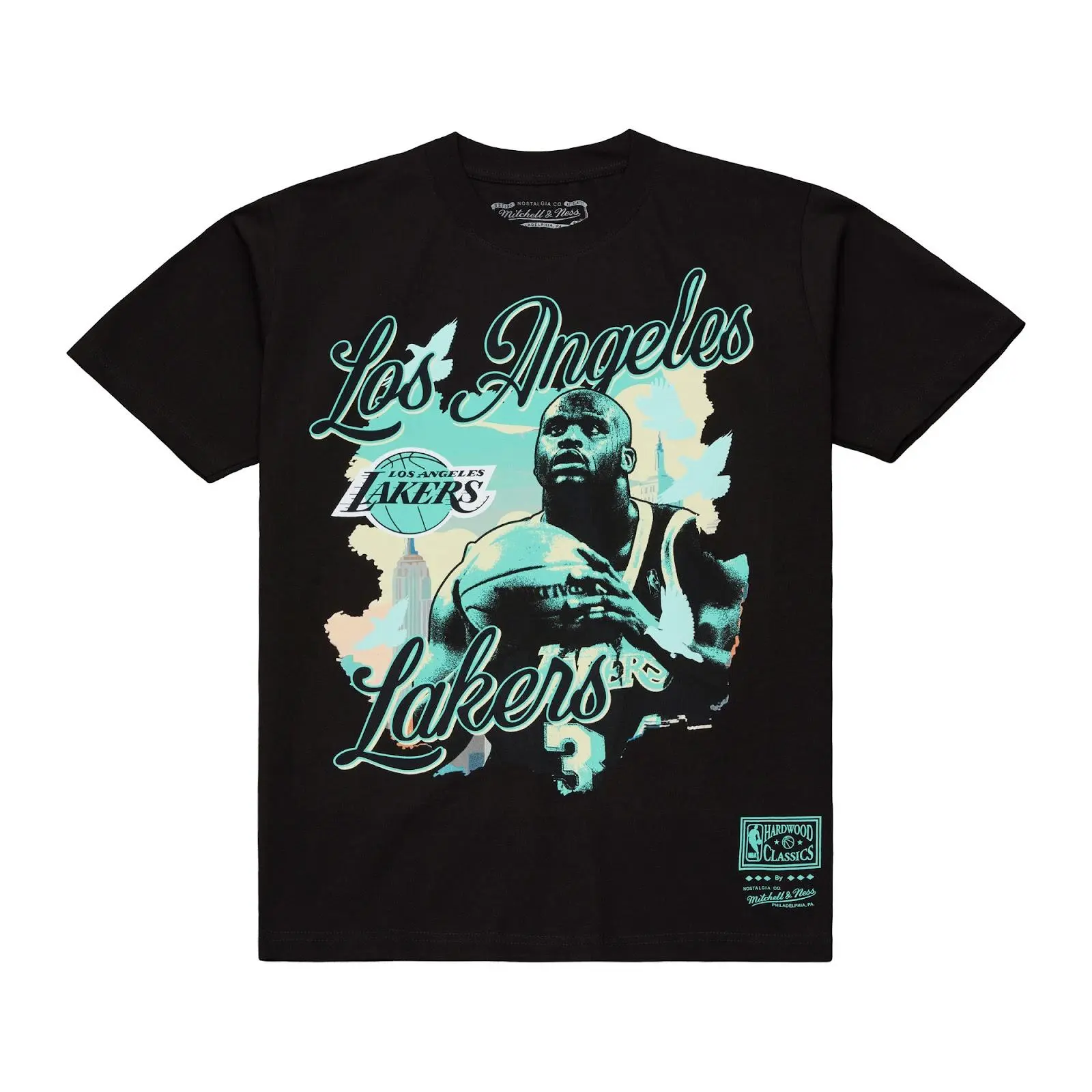 Shaquille O'Neal Los Angeles Lakers Black In the City Player T-Shirt NBA Throwback Tee Graphic Vintage Fan Gear Mitchell & Ness