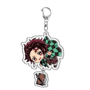 Demon Slayer Tanjiro Kamado Acrylic Keychain Anime Peripherals Cute Cartoons Fashion Jewelry Backpack Pendant Christmas Gift
