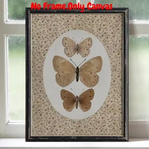 Vintage Butterfly Pattern Unframed Painting, 1 Count Butterfly Art Print, Cottagecore Neutral Decor, Antique Moth Wall Art, Wall Art for Home Living Room Bedroom, Ornaments, Decoration, Artistic