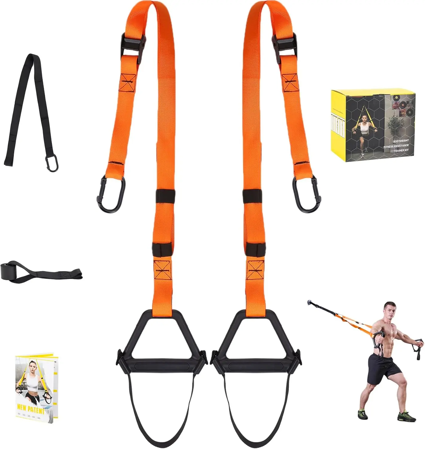 [New Deal]Bodyweight Resistance Training Straps,Suspension Training Straps Complete Home Gym Fitness Trainer kit for Full-Body Workout Easy Setup Gym Home Outdoors