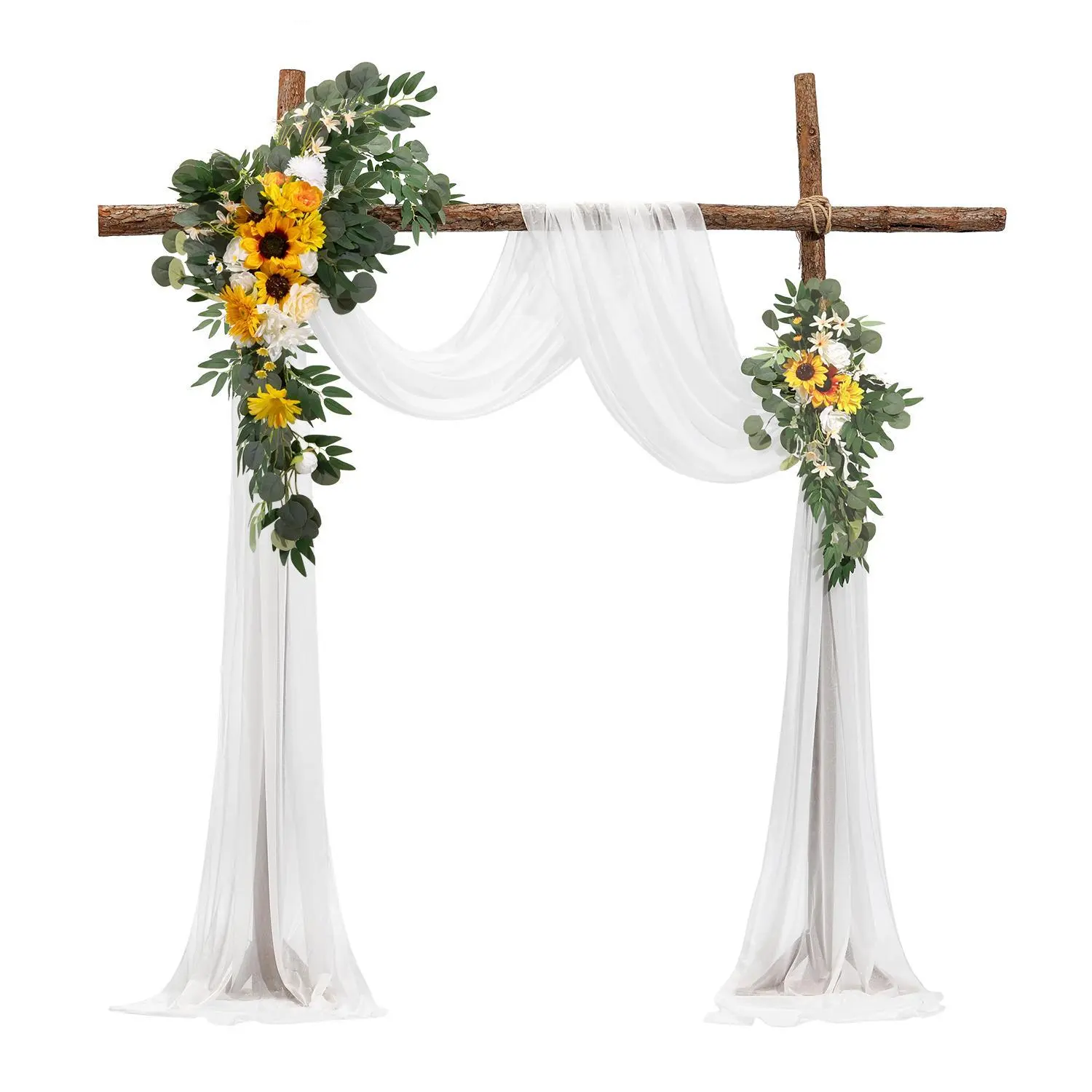 【Summerfinds】VEVOR Artificial Wedding Arch Flowers Kit Yellow With 2 Pcs Flowers 1 Pcs Drapes