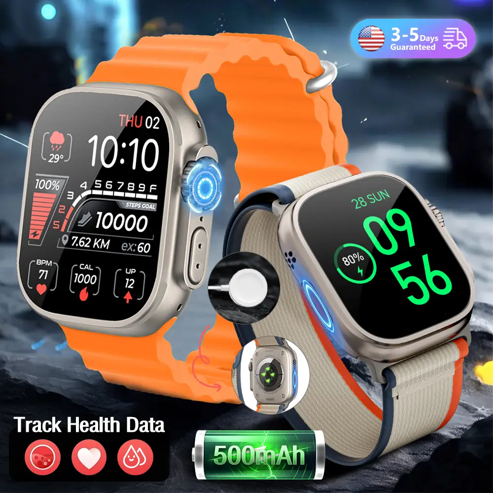 Advanced AMOLED Fitness Smartwatch 2025, Powerful 500mAh Battery, IP68 Waterproof, 24/7 Heart Rate, Bluetooth, Sleep Monitor Wearable, 120+Sport Modes