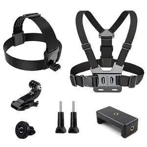 Adjustable Sports Camera Strap with Plastic Phone Clip, Chest Belt and Head Support, Durable Chest Phone Holder for Action Camera Gopro 3-13