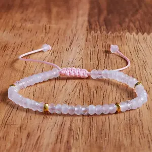 Natural Rose Quartz Dainty Bracelet - 4mm Handmade Adjustable Gemstone Bracelet - Healing Bracelet for Mother's Day