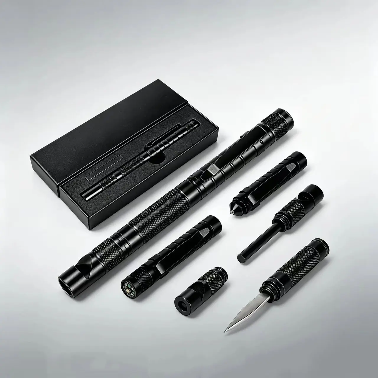 5 in 1 Emergency Utility Multi-Function Pen, Portable EDC Tool Gifts for Men, Holiday Stocking Stuffers for Adults, Practical Present for Christmas Birthday White Elephant for Dad, Husband, Boyfriend from Daughter Son Wife