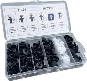 100PCS Plastic Car Body Trim Clips, Universal Car Bumper Clips, Rivets Fasteners Push Retainer Kit, Auto Push Pin Rivets Set with Storage Box