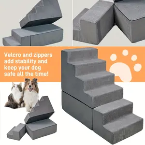 Pet Accessories 30-36 inches Tall Plaid Foam Pet Stairs for Small, Medium, Large Dogs and Cats - Soft, Non-Slip, Easy Climb Dog Steps for High Beds 30 inches high Bedside - Perfect for Old, Injured Pets, Arthritis Support, Space-Saving Design