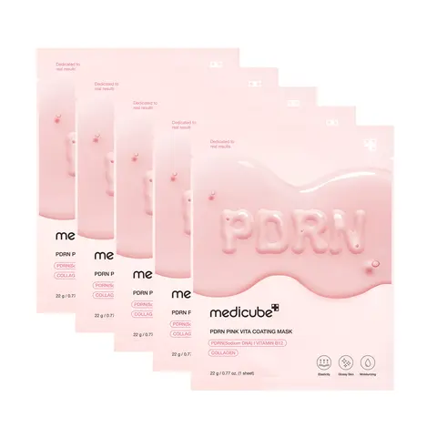 [LIVE Exclusive] [medicube] PDRN Pink Vita Coating Mask (5ea) l Medicube Skincare Sheet Mask Face Masks Calming Hydrating Kbeauty Korean skincare