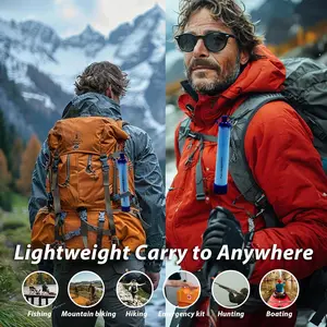 2 Pack  Personal Water Filter Straw, Portable Outdoor Emergency Survival Gear for Hiking, Camping, Travel, Hunting & Fishing