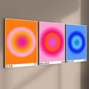 3-Piece Modern Art Canvas Prints, Solid Wood Frame, Colorful Abstract Angel Halo Posters, Modern Abstract Design, Canvas Painting, Gradient Rendering Art, Home Decor, Home Decor Products