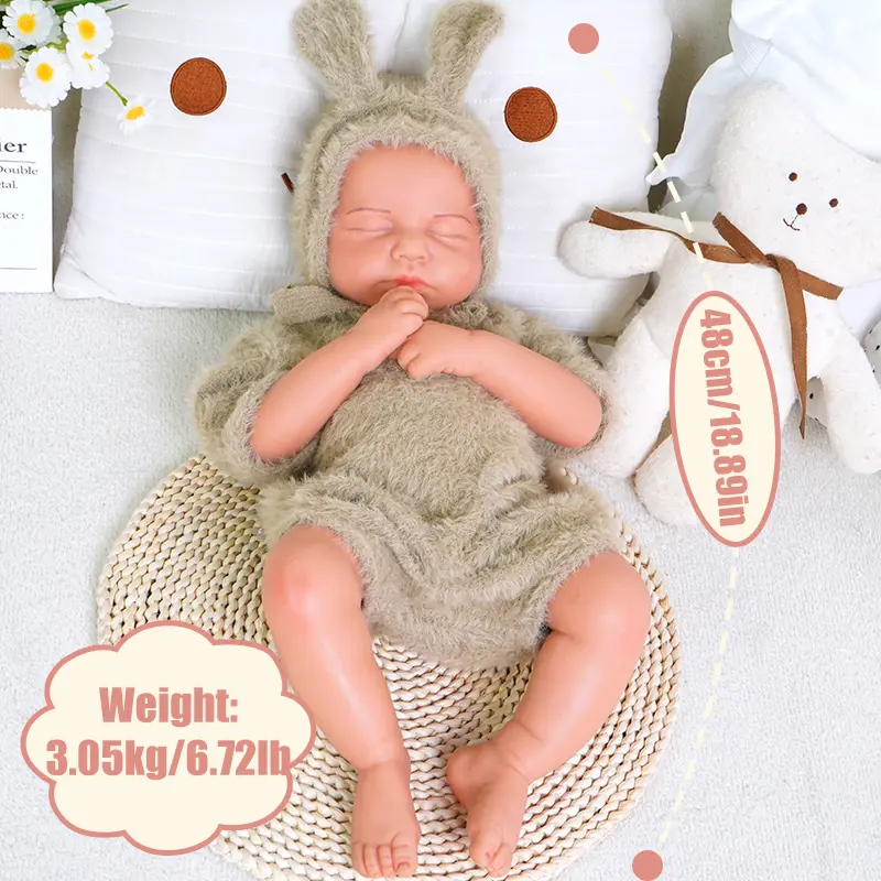 W10 - 18 Inch Realistic Sleeping Reborn Baby Doll Soft Lifelike Newborn Toy 3.05kg Weighted
