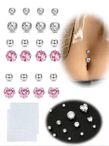 Fake Belly Ring, Cute Heart Shaped Stainless Steel Fake Belly Button Ring, Fashion Body Piercing Jewelry for Women & Girls, Trendy All-match & Exquisite Jewelry for Birthday Gift