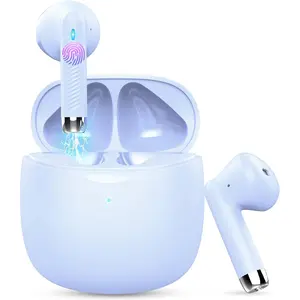 Wireless Earbuds, Bluetooth 5.4 Earbuds Stereo Bass, Bluetooth Headphones in Ear Noise Cancelling Mic, Earphones IP7 Waterproof Sports, 32H Playtime B C Charging Case Purple Ear Buds for Android iOS