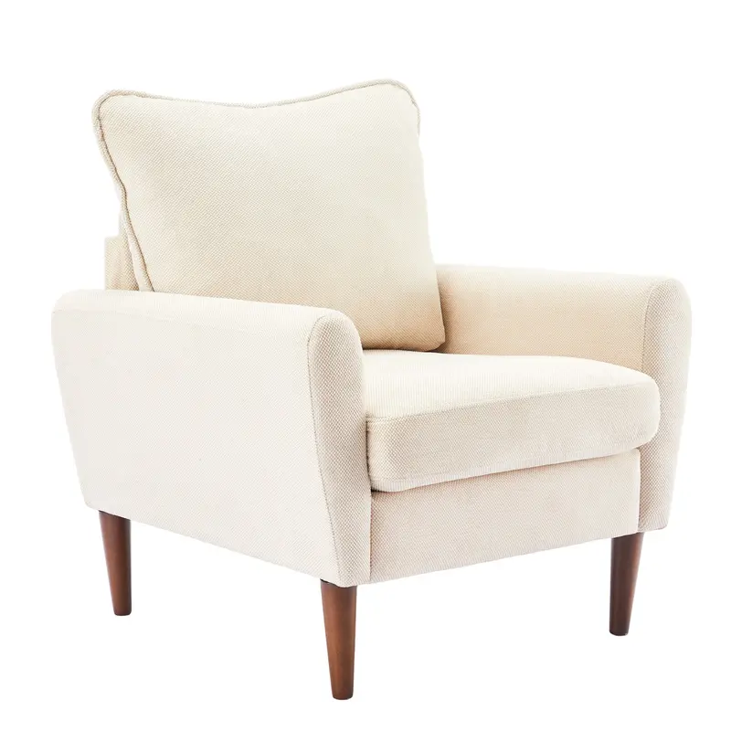 Sweetcrispy Fluffy Lounge Accent Chair - 36.82lb Indoor Furniture with Plush Supportive Sitting, Easyclean Fabric, Sturdy Wood Legs, Cozy Corner Seat for Reading & Rest, Fits Small Spaces for Living Room & Bedroom