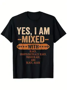 Yes, I mix and match black history month cool BLM melanin t-shirt, big tall men's clothing, four seasons cotton casual round neck short sleeve t-shirt, 100 percent cotton, S-XXXL, soft touch fabric, office commute, modern graphic feel Crewneck Classic