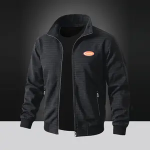 Men's Sports Stand-Up Collar Jacket with Zipper Closure Ribbed Elastic Cuffs and Hem Plaid Print Casual Coat for Spring and Autumn Daily Leisure Outdoor Sports Menswear Tops